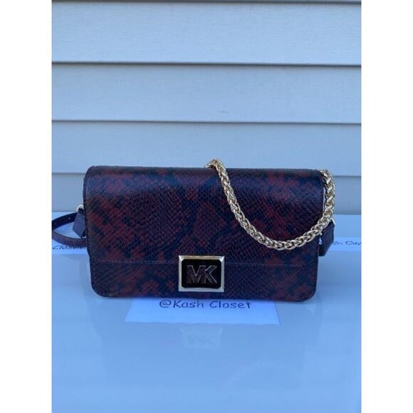 Michael Kors shoulder bag sonia medium snake print leather crossbody bag merlot - Picture 5 of 8